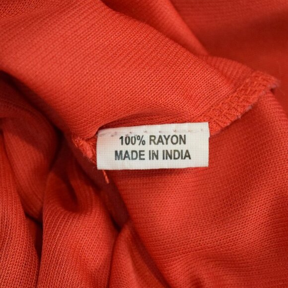 LAPOGEE TRIBAL PRINT RED GOLD BOHEMIAN V-NECK MAXI DRESS - Picture 8 of 8